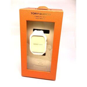 Tory Burch Apple Watch Band 41mm White Silicone Strap The T Monogram TBS0117